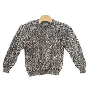 Patrick Malin Donegal Ireland Sweater Mens 46 Black White Cotton Linen Marled